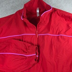 Fabletics Relay Track Jacket Mens S Red Vented Windproof Full-Zip Activewear
